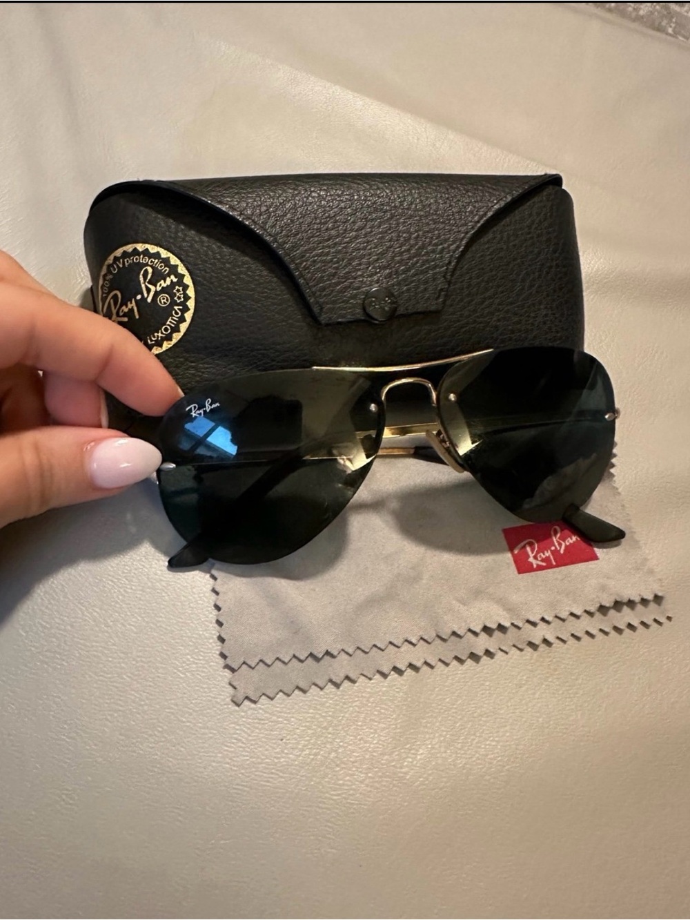Ray-Ban Gold Frame Black Lens Women's Aviator Sunglasses